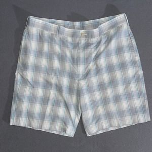 Pro Tour Golf Shorts Mens 42 Blue Plaid Flat Front Polyester Comfort Golfer Golf